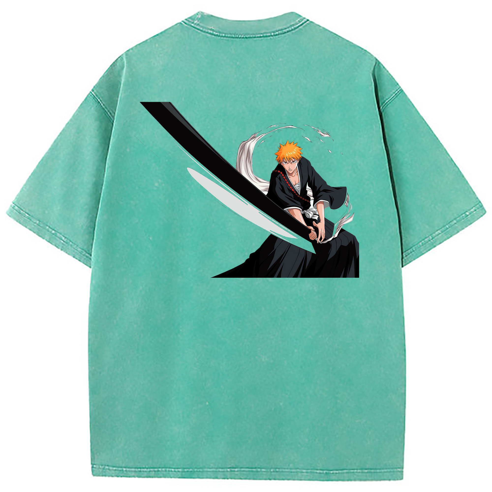 （画像用） ブリーチ 黒崎一護（くろさき いちご）BLEACH Kurosaki Ichigo 綿100% ヴィンテージ風 半袖Tシャツ（背面プリント）